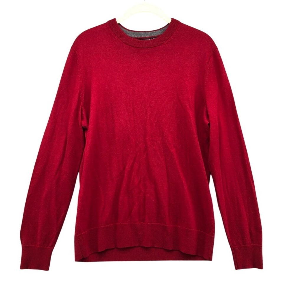 Banana Republic Sweater Mens Small Red Italian Merino Wool Baruffa Crew Neck